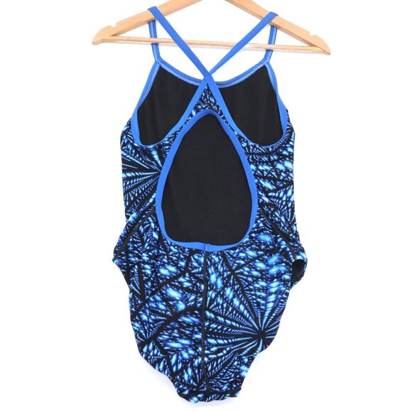 TYR Womens Blue & Black Spider Web One Piece Swimsuit Size 36 Summer Stretch - Picture 7 of 11